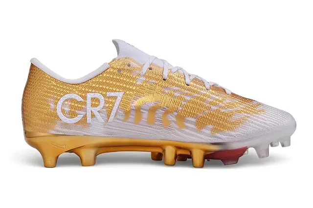Nike Mercurial Vapor Gold and Red Firm-Ground Soccer Shoes 7