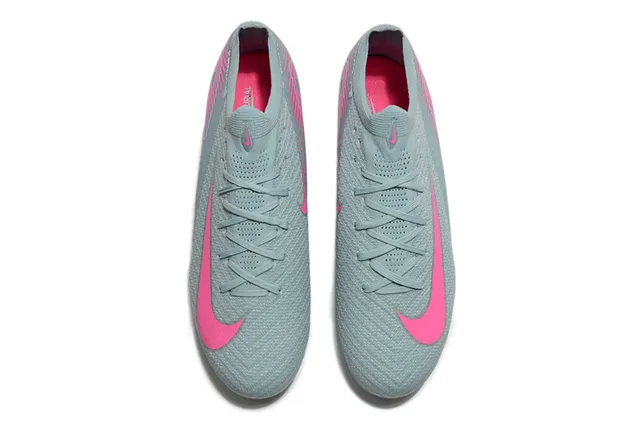Nike Mercurial Vapor Cinza Rosa Flyknit Upper Cadarços assimétricos Firm-Ground Sapatos de futebol 2