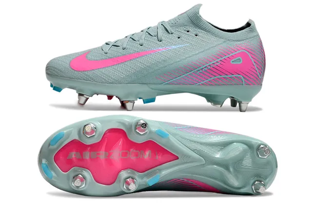 Nike Mercurial Vapor Cinza Rosa Flyknit Upper Cadarços assimétricos Firm-Ground Sapatos de futebol 5