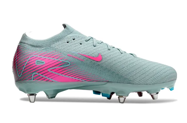 Nike Mercurial Vapor Cinza Rosa Flyknit Upper Cadarços assimétricos Firm-Ground Sapatos de futebol 7