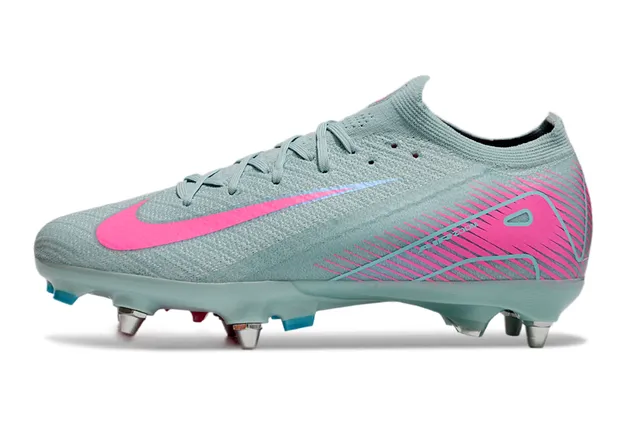 Nike Mercurial Vapor Cinza Rosa Flyknit Upper Cadarços assimétricos Firm-Ground Sapatos de futebol 8