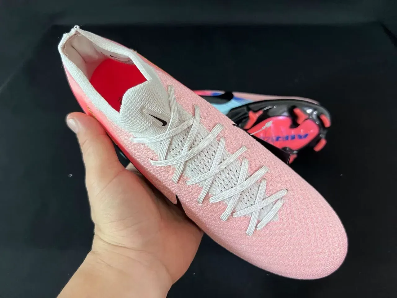 Nike Mercurial Vapor وردي أزرق Knit Upper Low-Cut Collar Firm-Ground أحذية كرة القدم 5