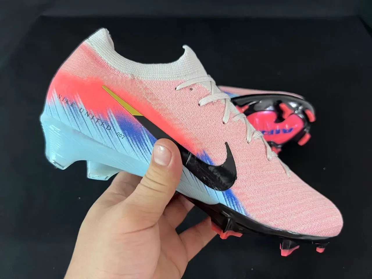 Nike Mercurial Vapor وردي أزرق Knit Upper Low-Cut Collar Firm-Ground أحذية كرة القدم 6