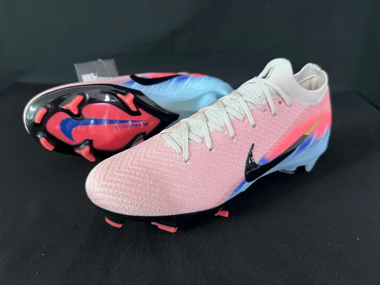 Nike Mercurial Vapor وردي أزرق Knit Upper Low-Cut Collar Firm-Ground أحذية كرة القدم 9