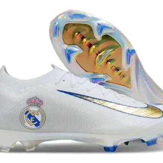 Nike Mercurial Vapor White Gold Blue Real Madrid Firm-Ground सॉकर जूते