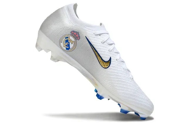 Nike Mercurial Vapor White Gold Blue Real Madrid Firm-Ground Soccer Shoes 2