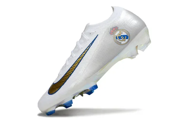 Nike Mercurial Vapor White Gold Blue Real Madrid Firm-Ground Soccer Shoes 3