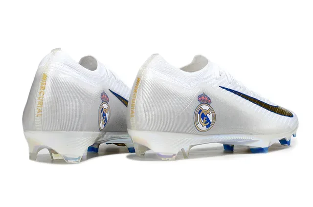 Nike Mercurial Vapor White Gold Blue Real Madrid Firm-Ground Soccer Shoes 5