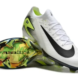 Nike Mercurial Vapor Zapatos de fútbol blanco verde upper knit cordones asimétricos superficie firme