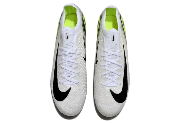 Nike Mercurial Vapor Sapatos de futebol branco verde upper knit cadarços assimétricos solo firme 2