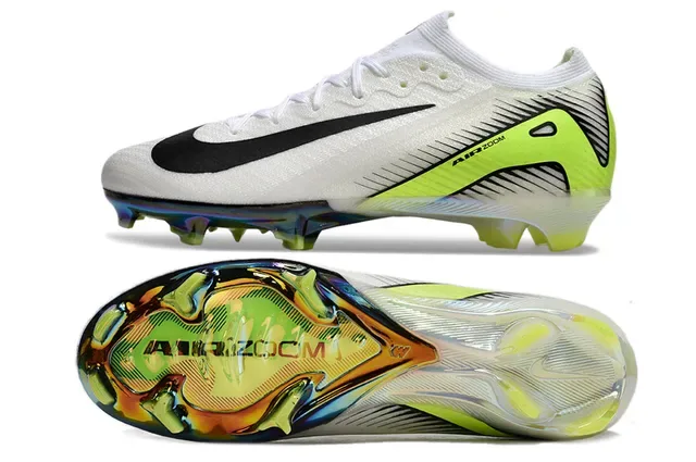 Nike Mercurial Vapor Sapatos de futebol branco verde upper knit cadarços assimétricos solo firme 5