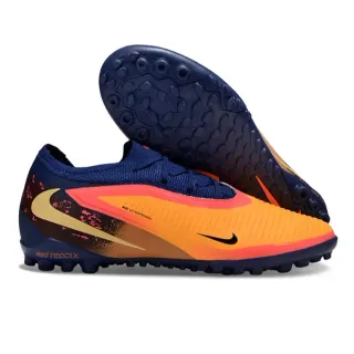 Nike Navy Orange Low-Cut Synthetic-Knit Upper Reactx Cushioned Sole Artificial-Grass Soccer Shoes