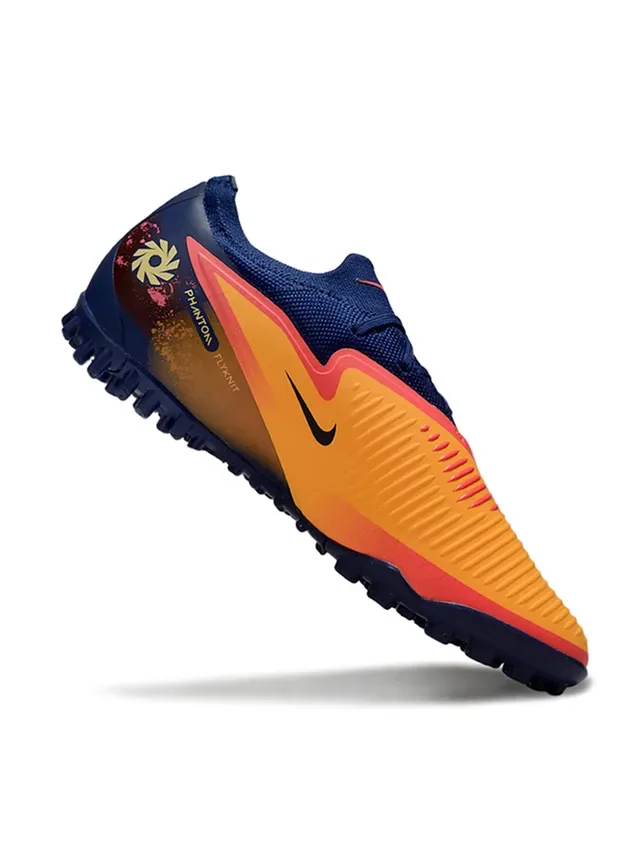Nike Sapatos de futebol Low-Cut com upper em malha sintética color azul marinho laranja sola Reactx cushioned para gramado artificial 2