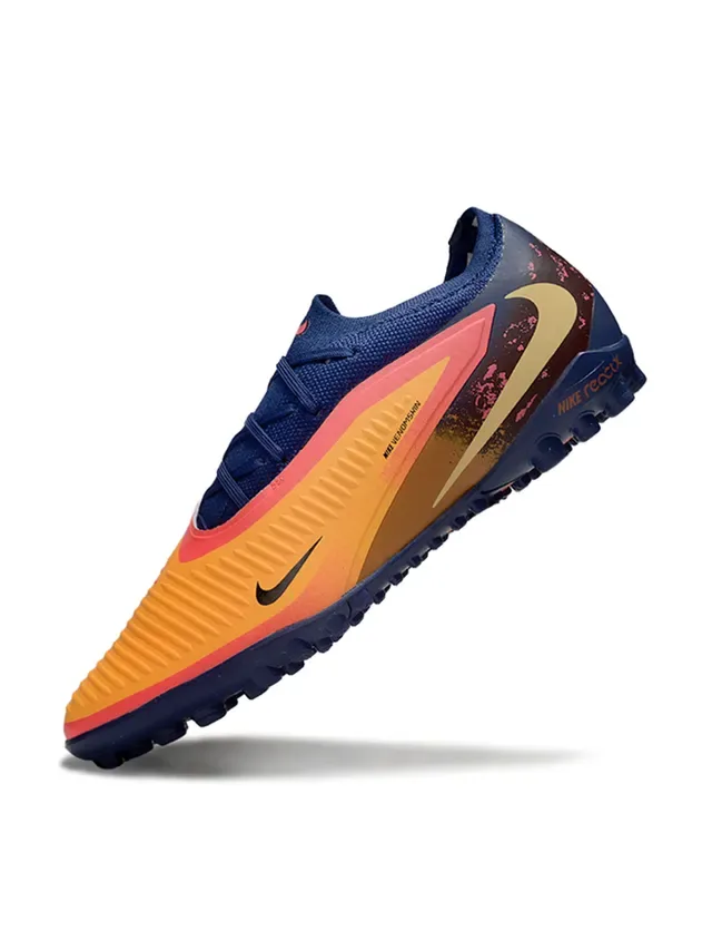 Nike Sapatos de futebol Low-Cut com upper em malha sintética color azul marinho laranja sola Reactx cushioned para gramado artificial 3