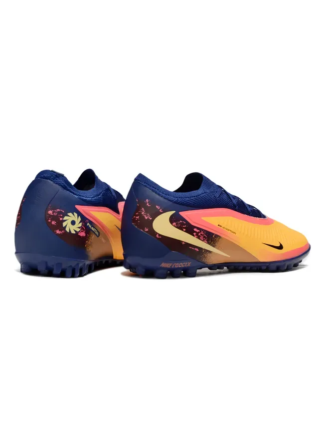 Nike Sapatos de futebol Low-Cut com upper em malha sintética color azul marinho laranja sola Reactx cushioned para gramado artificial 5