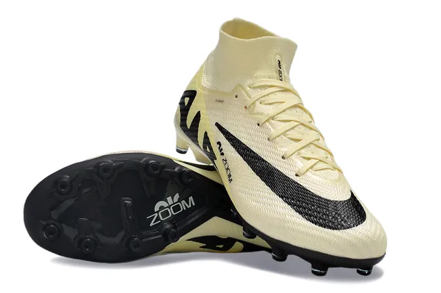 Nike Phantom GT Beige Noir Col Tricoté Haut Lacets Asymétriques Chaussures de Football pour Terrain Firme 2