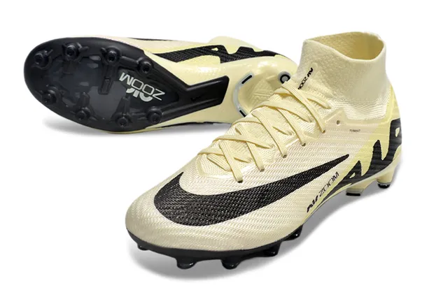 Nike Phantom GT Beige Noir Col Tricoté Haut Lacets Asymétriques Chaussures de Football pour Terrain Firme 3