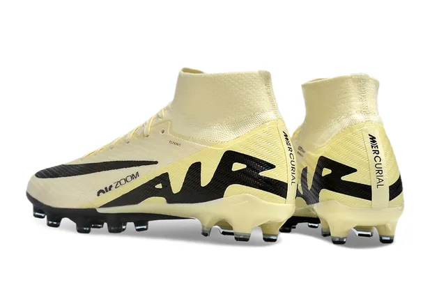 Nike Phantom GT Beige Noir Col Tricoté Haut Lacets Asymétriques Chaussures de Football pour Terrain Firme 4