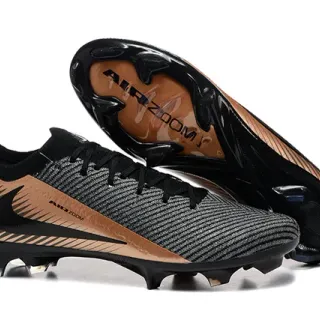 Nike Phantom GT Noir Marron Upper Tricot Accents Métalliques Cuivre Chaussures de Football pour Terrain Ferme