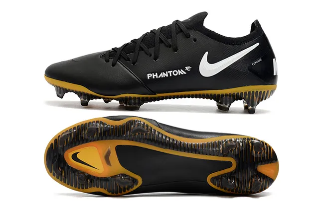 Nike Phantom GT Preto Amarelo Branco Firm-Ground Sapatos de Futebol 2