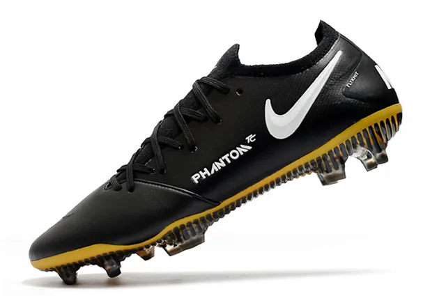 Nike Phantom GT Preto Amarelo Branco Firm-Ground Sapatos de Futebol 4