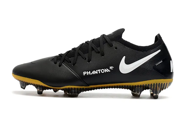 Nike Phantom GT Preto Amarelo Branco Firm-Ground Sapatos de Futebol 5