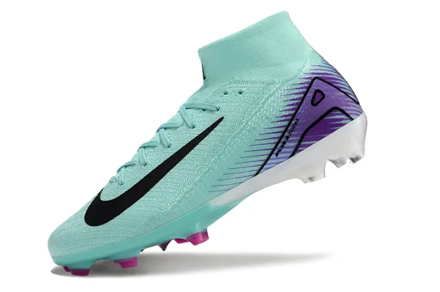 Nike Phantom GT Bleu Violet Haut-Coupé Flyknit Supérieur Intégré Sock Collar Firm-Ground Chaussures de Football 3