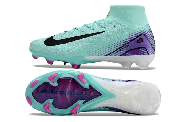Nike Phantom GT Bleu Violet Haut-Coupé Flyknit Supérieur Intégré Sock Collar Firm-Ground Chaussures de Football 6