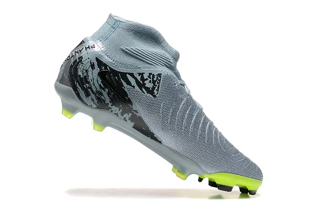 Nike Phantom GT Gris Vert Col Haut Ajusté Chaussant Terrain Ferme Chaussures de Football 4