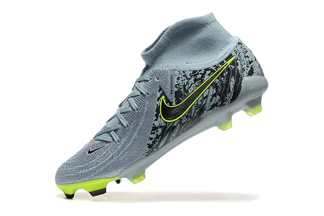 Nike Phantom GT Gris Vert Col Haut Ajusté Chaussant Terrain Ferme Chaussures de Football 5