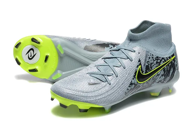 Nike Phantom GT Gris Vert Col Haut Ajusté Chaussant Terrain Ferme Chaussures de Football 7