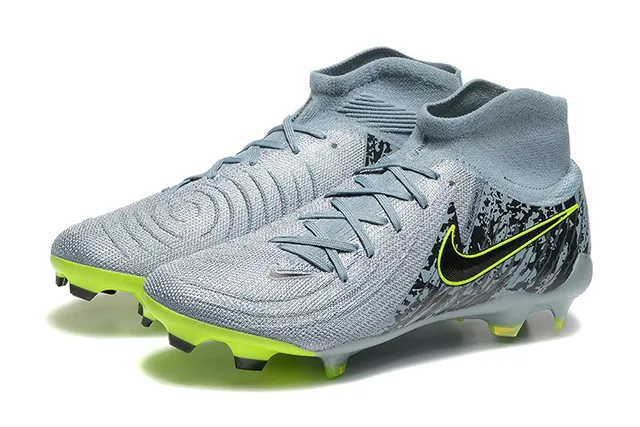 Nike Phantom GT Gris Vert Col Haut Ajusté Chaussant Terrain Ferme Chaussures de Football 8