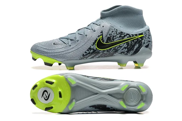 Nike Phantom GT Gris Vert Col Haut Ajusté Chaussant Terrain Ferme Chaussures de Football 9