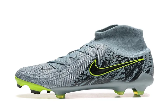 Nike Phantom GT Gris Vert Col Haut Ajusté Chaussant Terrain Ferme Chaussures de Football 10