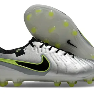 Nike Phantom GT Argent Vert Métallique Tige Synthétique Superposition Swoosh Noir Chaussures de Football Firm-Ground