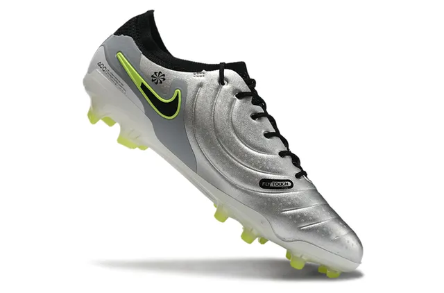 Nike Phantom GT Prata Verde Metálico Parte Superior Sintética Sobreposição Swoosh Preto Sapatos de Futebol Firm-Ground 2