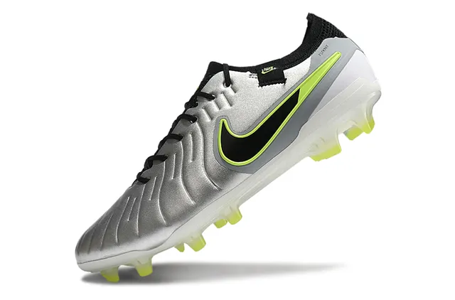 Nike Phantom GT Prata Verde Metálico Parte Superior Sintética Sobreposição Swoosh Preto Sapatos de Futebol Firm-Ground 3