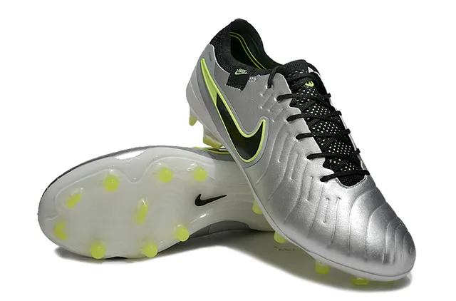Nike Phantom GT Prata Verde Metálico Parte Superior Sintética Sobreposição Swoosh Preto Sapatos de Futebol Firm-Ground 4
