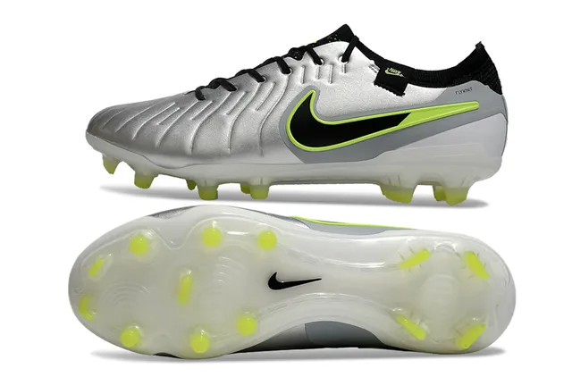 Nike Phantom GT Prata Verde Metálico Parte Superior Sintética Sobreposição Swoosh Preto Sapatos de Futebol Firm-Ground 6