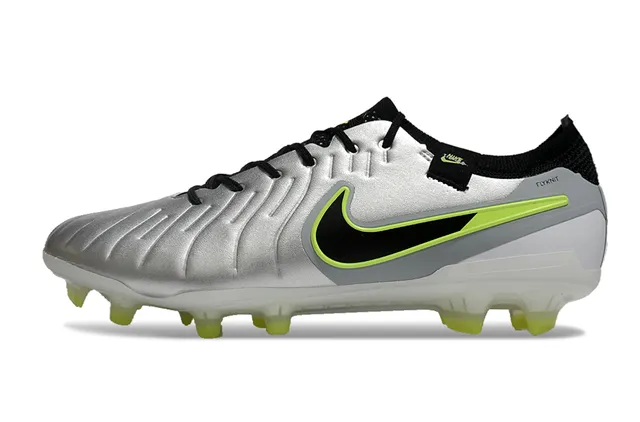 Nike Phantom GT Prata Verde Metálico Parte Superior Sintética Sobreposição Swoosh Preto Sapatos de Futebol Firm-Ground 7