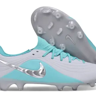Nike Phantom GT Blanc Bleu Coupe basse Tige Synthétique Semelle Terre Ferme Chaussures de football