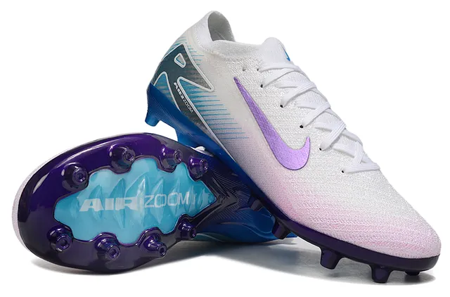 Nike Phantom GT सफेद बैंगनी बुनवाई ऊपरी Air Zoom Cushioning Firm-Ground फुटबॉल जूते 3