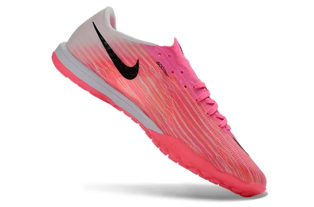 Nike Sapatos de futebol rosa preto Flyweave upper gradiente turf 2