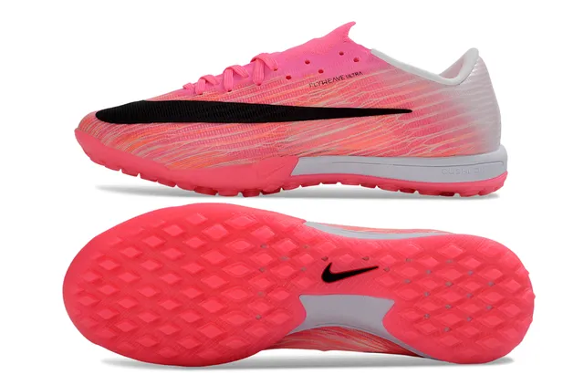 Nike Sapatos de futebol rosa preto Flyweave upper gradiente turf 6