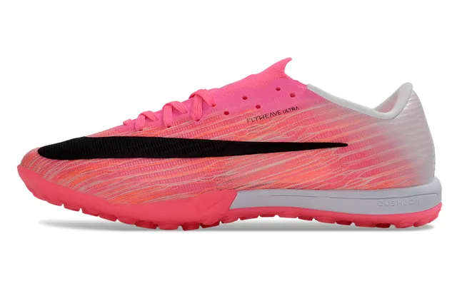 Nike Sapatos de futebol rosa preto Flyweave upper gradiente turf 7