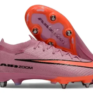 Nike Chuteiras de Futebol Rosa Laranja Upper Malha Solado com Studs Metálicos Firm-Ground