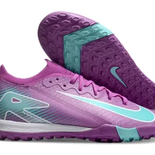 Nike Purple Blue Knit Upper Synthetic Wave Overlays Turf Soccer Shoes
