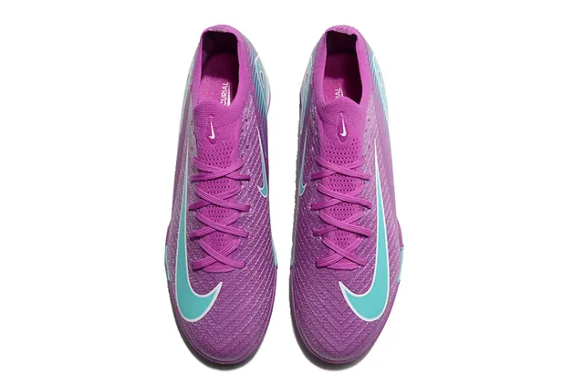 Nike बैंगनी नीली बुनाई ऊपरी सिंथेटिक वेव ओवरले टर्फ फुटबॉल जूते 2