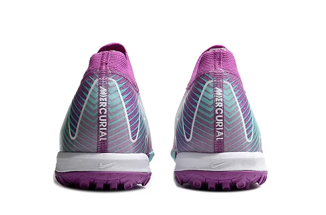 Nike बैंगनी नीली बुनाई ऊपरी सिंथेटिक वेव ओवरले टर्फ फुटबॉल जूते 4