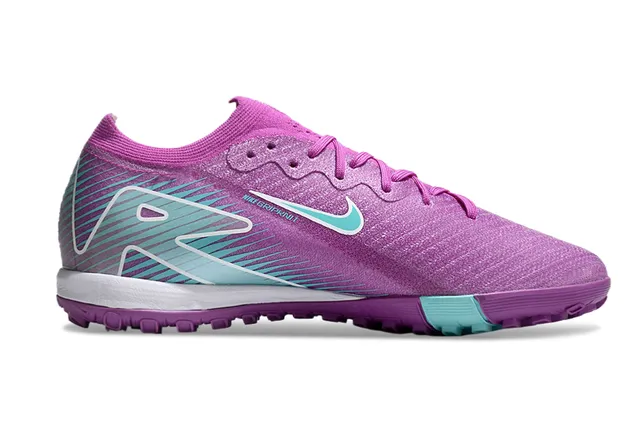 Nike बैंगनी नीली बुनाई ऊपरी सिंथेटिक वेव ओवरले टर्फ फुटबॉल जूते 7